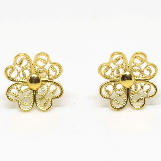 【Filigrana com Amor フィリグラーナ・コン・アモール】ギフトセット・NATURE ラック ネックレス＆ピアス・イヤリング ゴールド/フィリグリー銀線細工