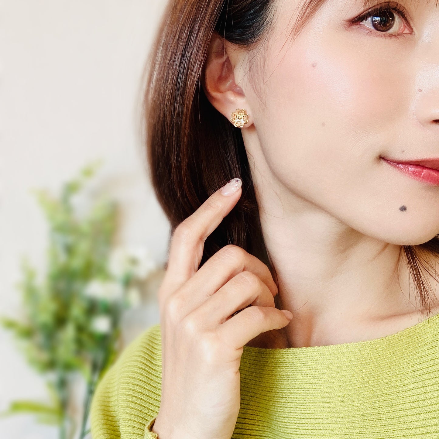 【Filigrana com Amor フィリグラーナ・コン・アモール】ギフトセット・NATURE ラック ネックレス＆ピアス・イヤリング ゴールド/フィリグリー銀線細工