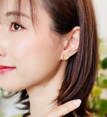 【Filigrana com Amor フィリグラーナ・コン・アモール】ギフトセット・NATURE ラック ネックレス＆ピアス・イヤリング ゴールド/フィリグリー銀線細工