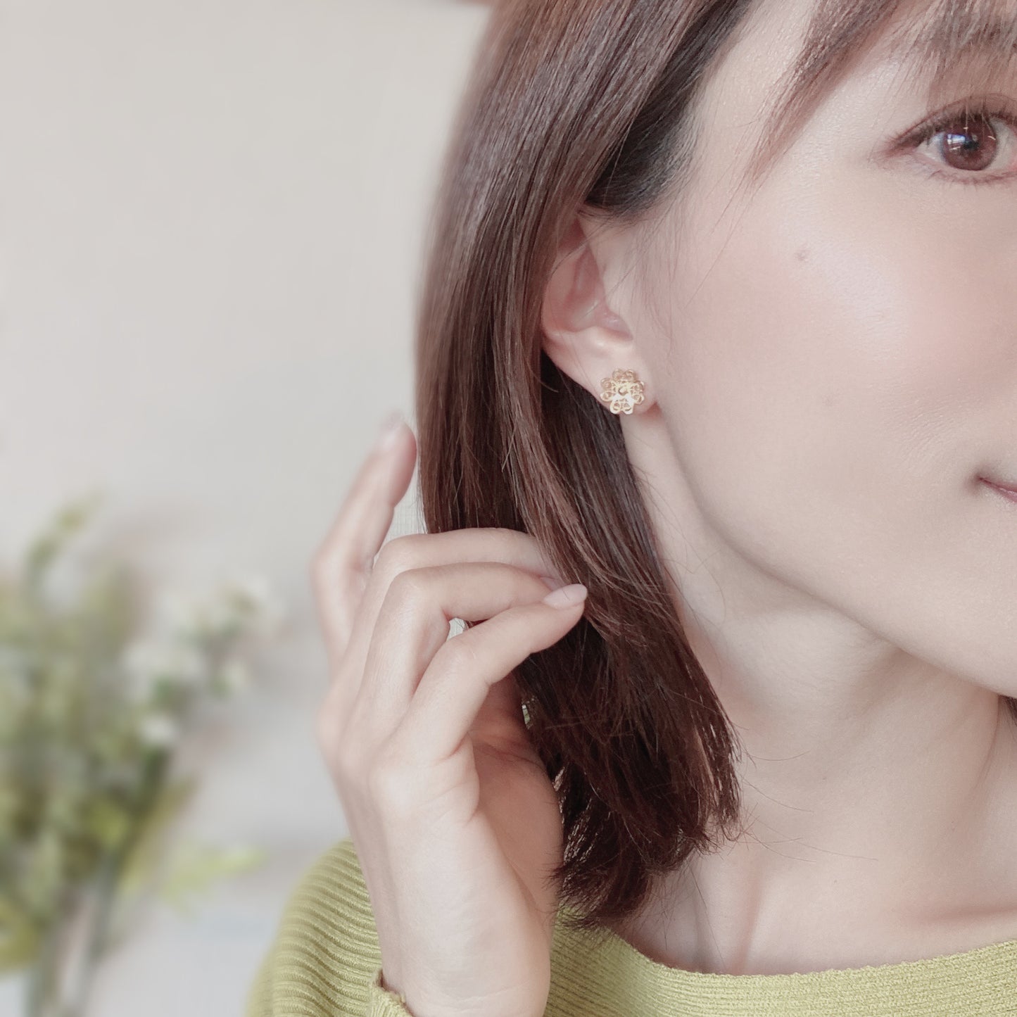 【Filigrana com Amor フィリグラーナ・コン・アモール】ギフトセット・NATURE ラック ネックレス＆ピアス・イヤリング ゴールド/フィリグリー銀線細工
